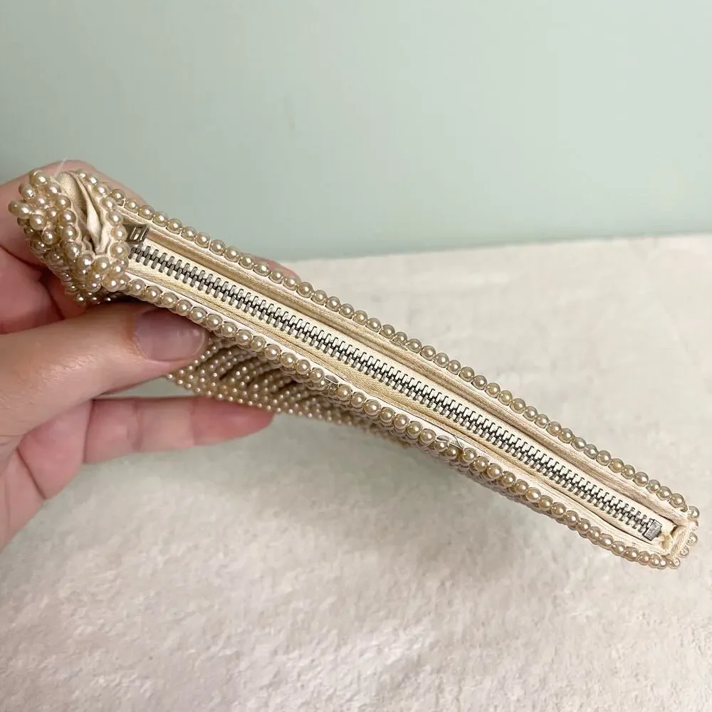Vintage A David's Import Pearl Zip Mini Evening Pouch Purse Clutch Made in Japan - Picture 8 of 8